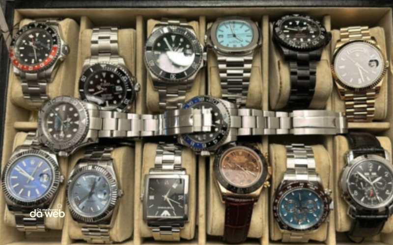 Coleção de relógios de cirurgião plástico acusado de lesão corporal – Foto: Divulgação/PCSC/ND