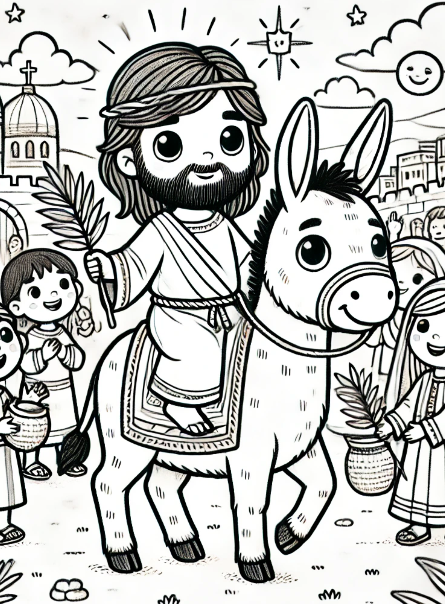 Desenho para Colorir Domingo de Ramos