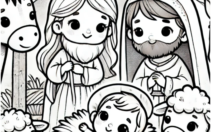 Desenho para colorir nascimento de Jesus